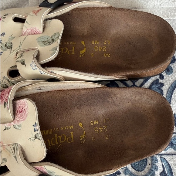 Papillio pink cabbage roses forget me nots Clogs  buckles by Birkenstock size 38 - Picture 15 of 17